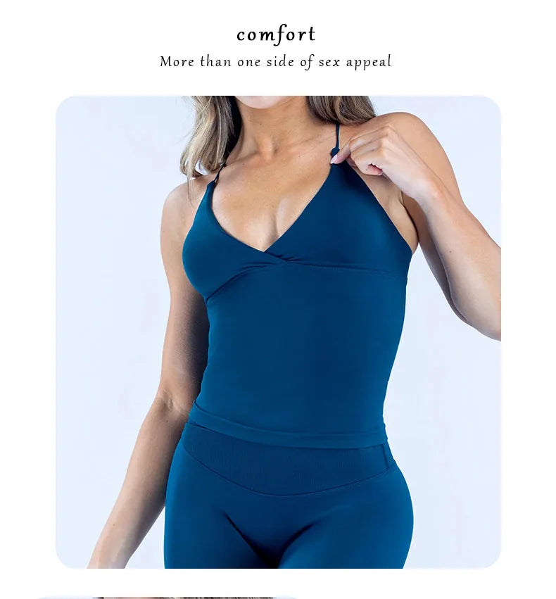 ZENVY Seamless Cross-Back Sports Tank – Padded Backless Gym & Yoga Top for Women