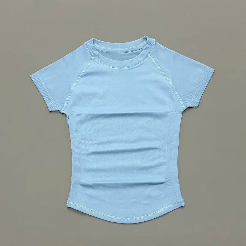 ZENVY Seamless Short Sleeve Women’s Yoga Top – Slim Fit Gym, Running & Fitness Active Tee