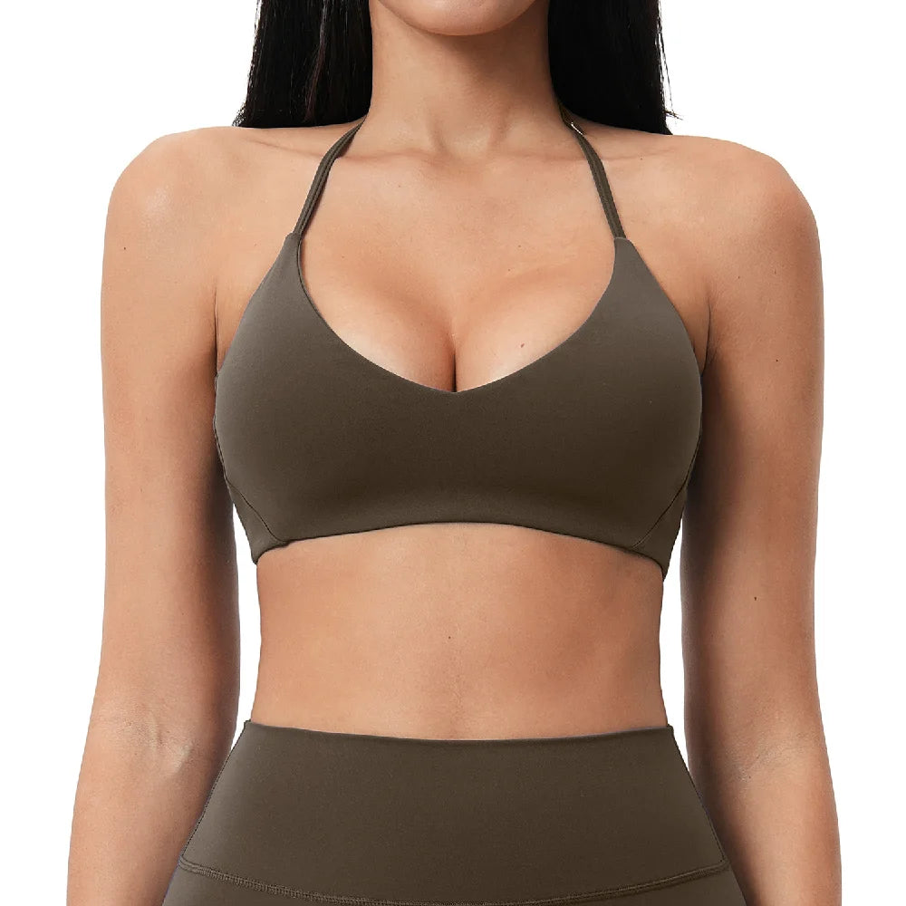 ZENVY FlexHalter™ Shockproof Sports Bra – Breathable Halter Yoga & Fitness Crop Top
