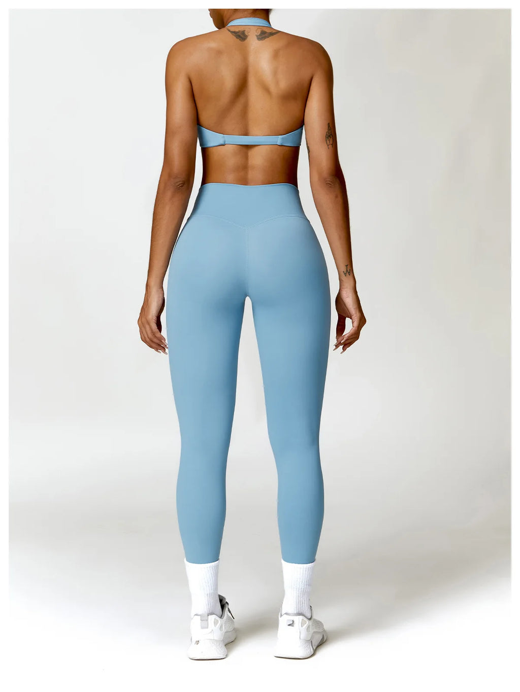 ZENVY Sculpt Halter Sports Bra – Push Up Open Back Fitness Top