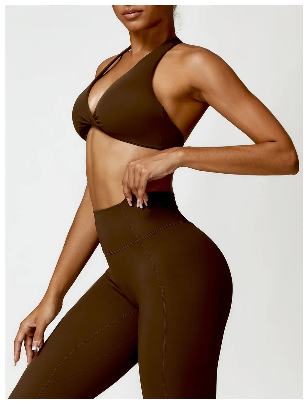 ZENVY Sculpt Halter Sports Bra – Push Up Open Back Fitness Top