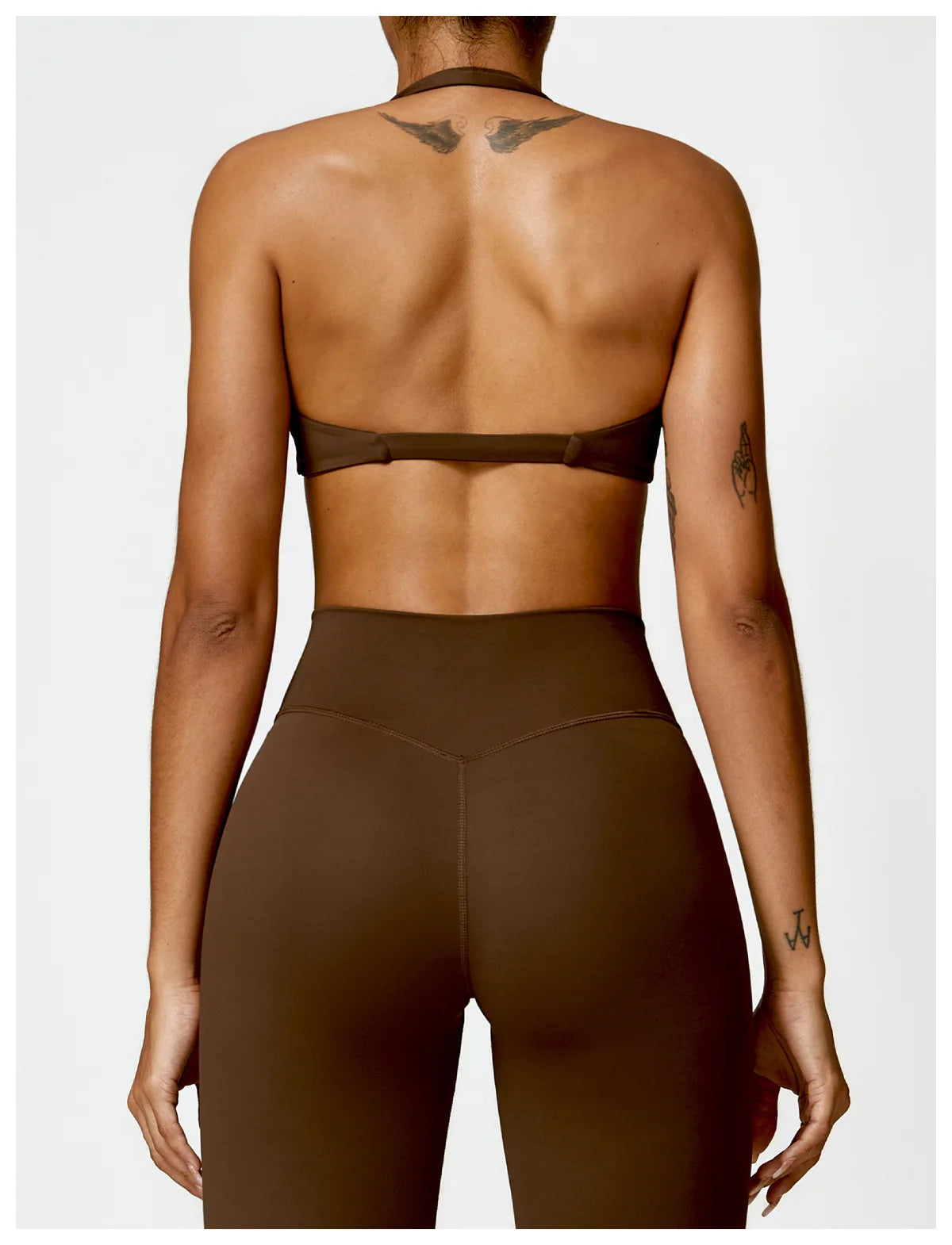 ZENVY Sculpt Halter Sports Bra – Push Up Open Back Fitness Top