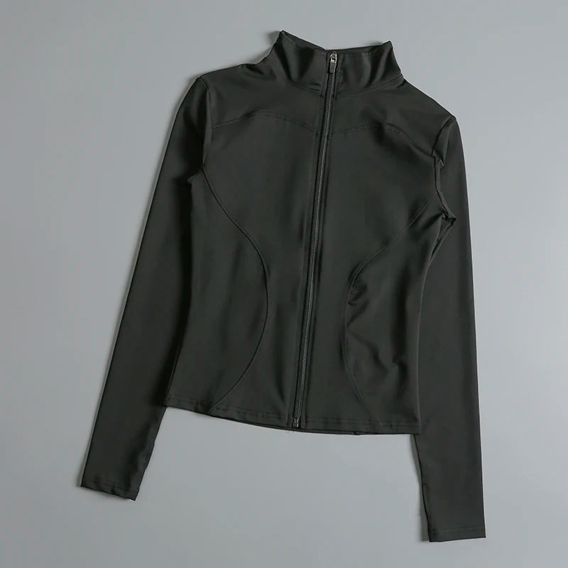 ZENVY Sculpt Zip Active Jacket – Seamless Long Sleeve Fitness & Running Top