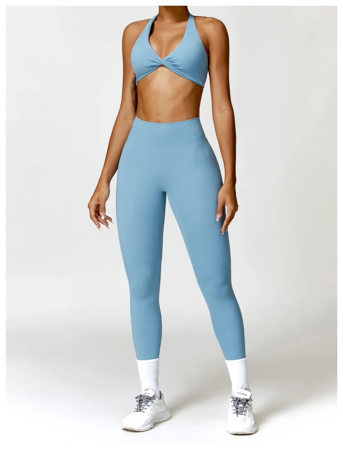 ZENVY Sculpt Halter Sports Bra – Push Up Open Back Fitness Top