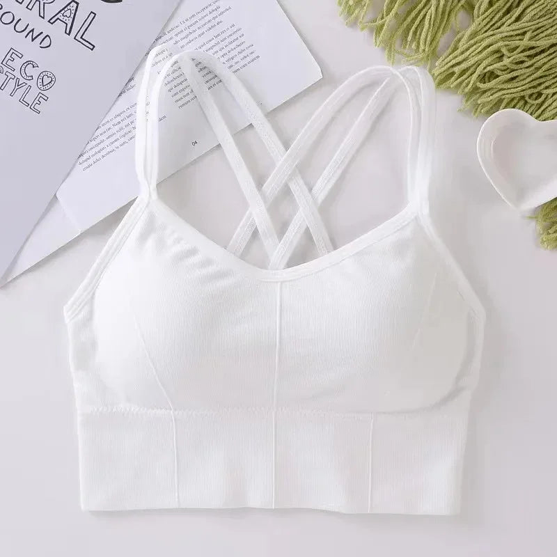 ZENVY CrossFlex™ Back-Strap Sports Bra – Push-Up Seamless Yoga & Fitness Tank Top