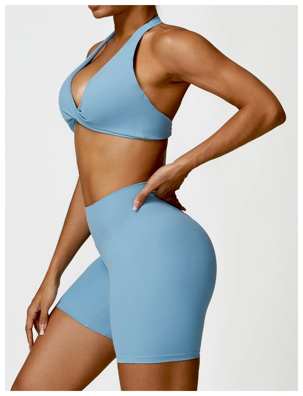 ZENVY Sculpt Halter Sports Bra – Push Up Open Back Fitness Top