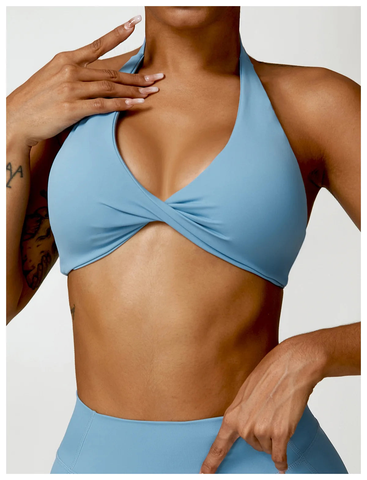 ZENVY Sculpt Halter Sports Bra – Push Up Open Back Fitness Top