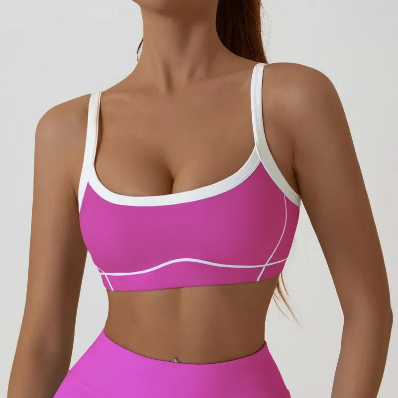 ZENVY CurveFit Contrast Sports Bra – Stylish Full Support Active Bra