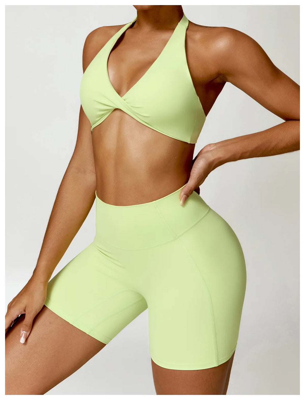 ZENVY Sculpt Halter Sports Bra – Push Up Open Back Fitness Top