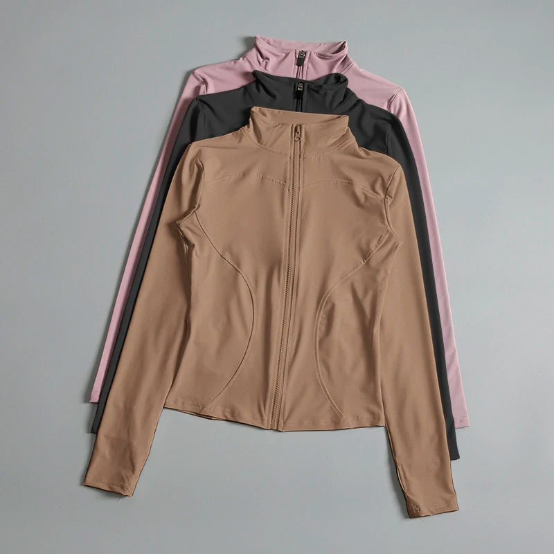 ZENVY Sculpt Zip Active Jacket – Seamless Long Sleeve Fitness & Running Top