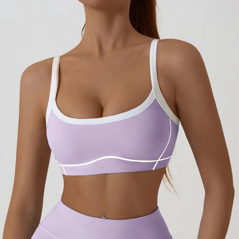 ZENVY CurveFit Contrast Sports Bra – Stylish Full Support Active Bra
