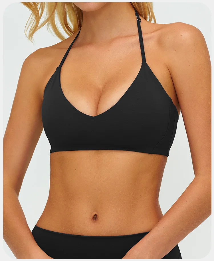ZENVY FlexHalter™ Shockproof Sports Bra – Breathable Halter Yoga & Fitness Crop Top