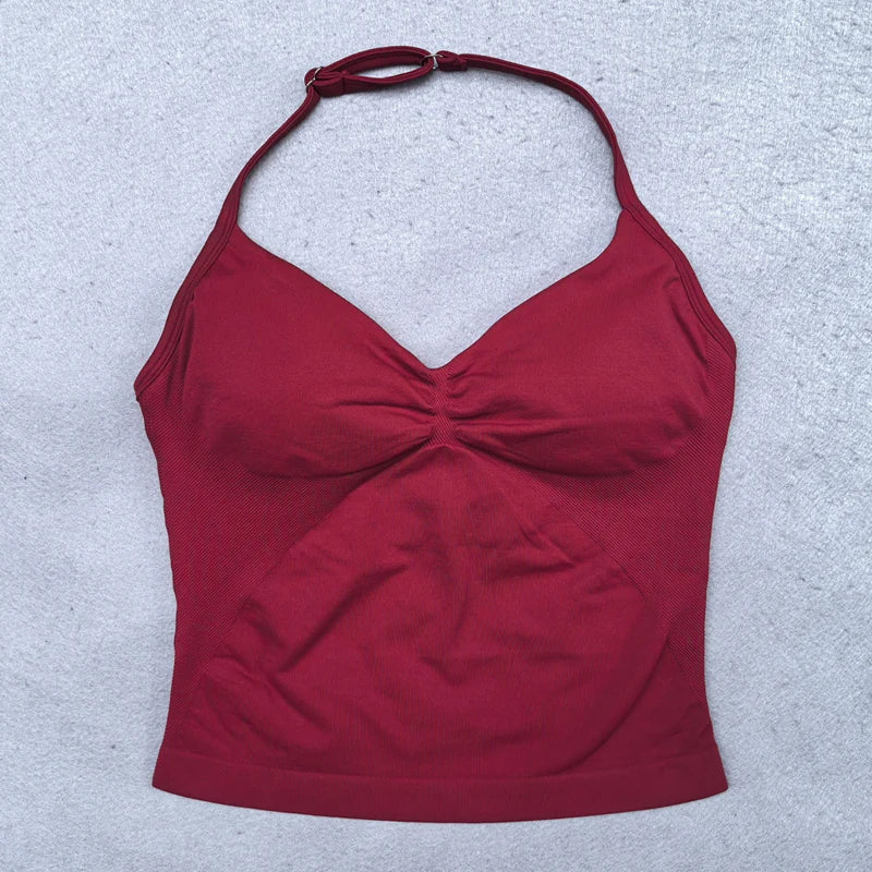 ZENVY Sculpt Adjustable Strappy Sports Top – Backless Built-In Bra Workout Tank