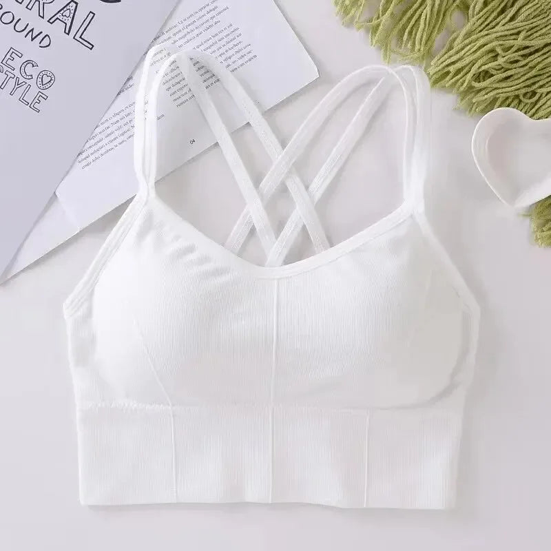 ZENVY CrossFlex™ Back-Strap Sports Bra – Push-Up Seamless Yoga & Fitness Tank Top
