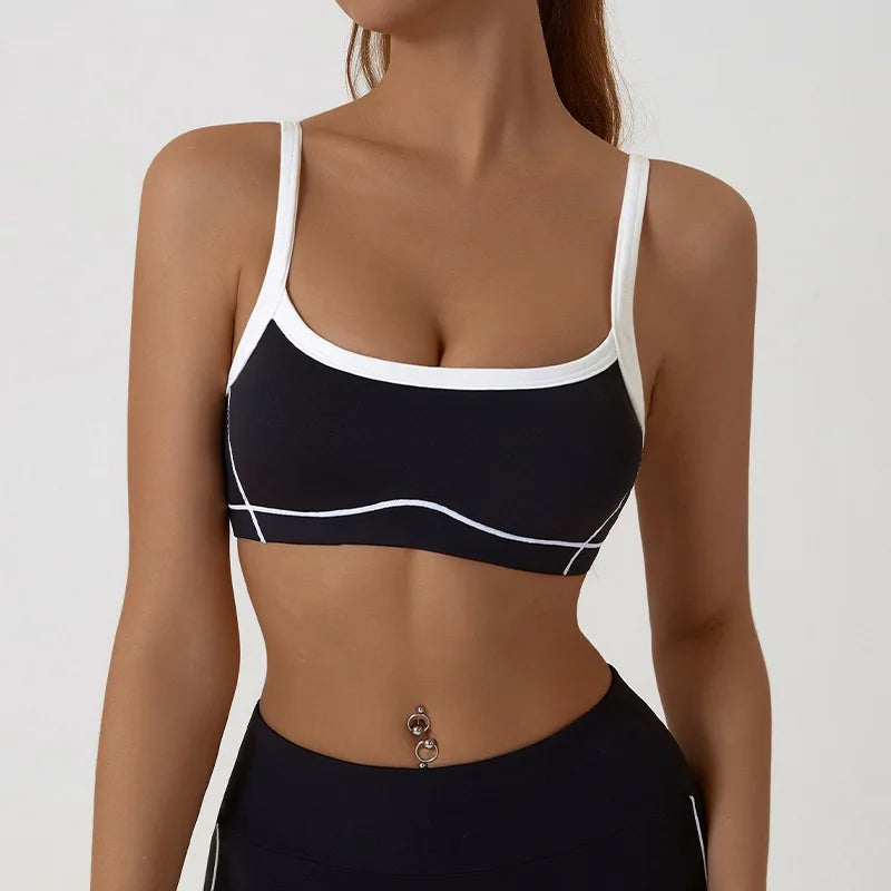 ZENVY CurveFit Contrast Sports Bra – Stylish Full Support Active Bra