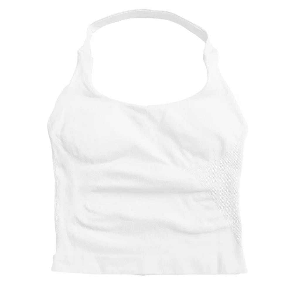 ZENVY Women’s Seamless Strappy Gym Crop Top – Padded Backless Sports Bra Tank for Yoga & Fitness