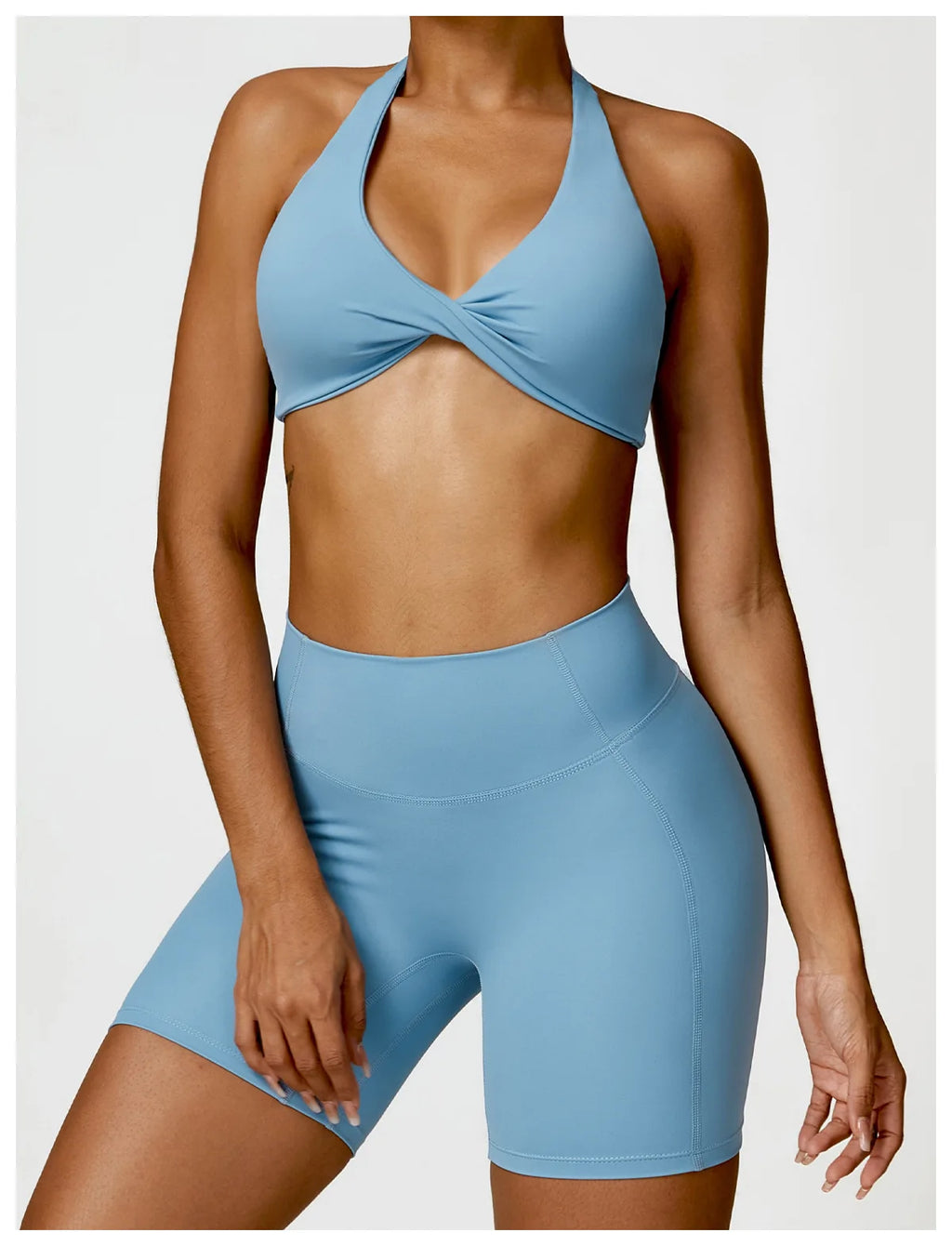 ZENVY Sculpt Halter Sports Bra – Push Up Open Back Fitness Top