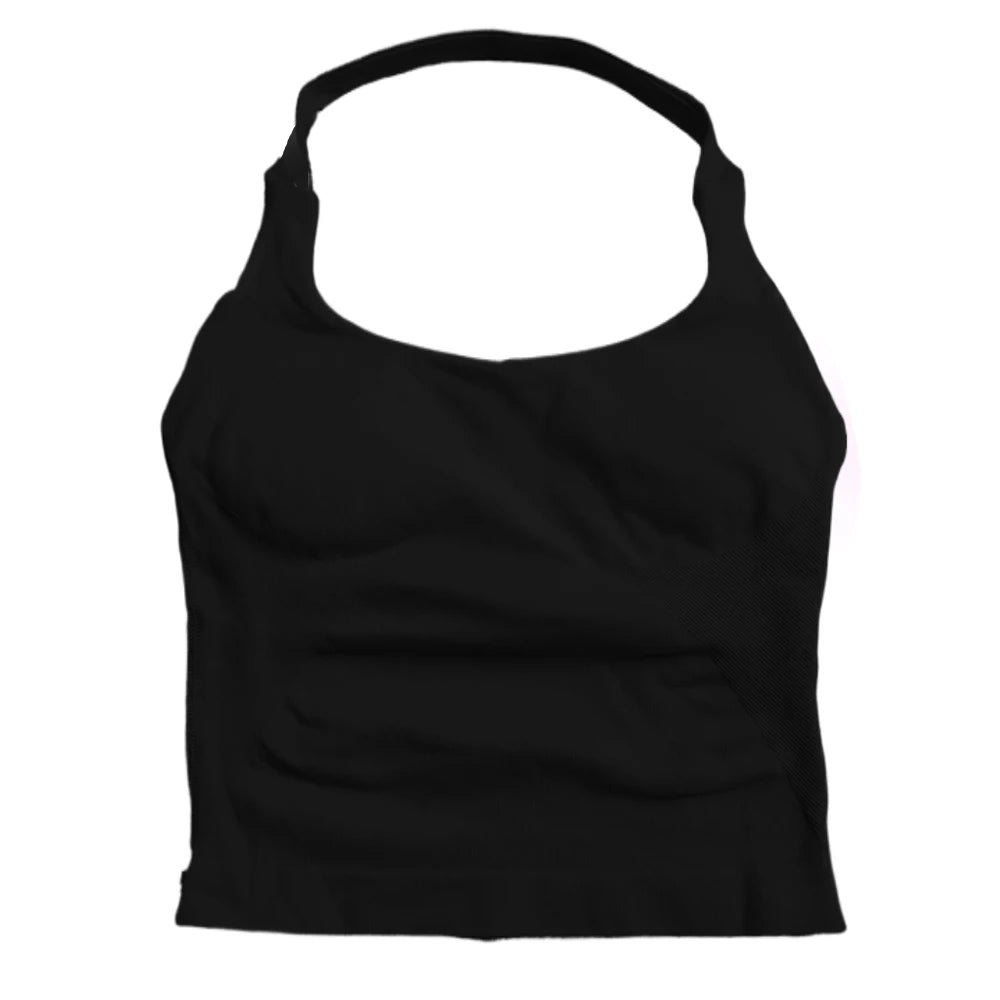 ZENVY Women’s Seamless Strappy Gym Crop Top – Padded Backless Sports Bra Tank for Yoga & Fitness