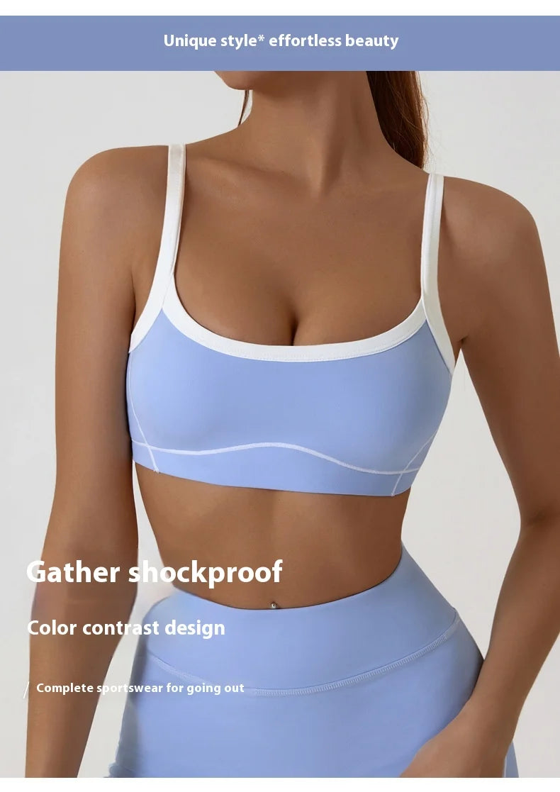 ZENVY CurveFit Contrast Sports Bra – Stylish Full Support Active Bra