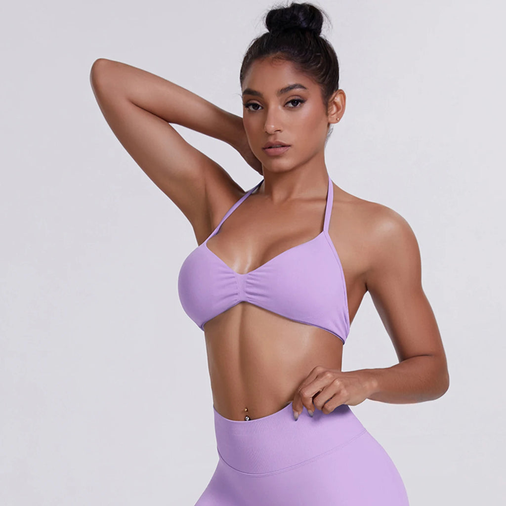 ZENVY SculptStrap™ Backless Sports Bra – Breathable Neck Strap Yoga & Workout Top