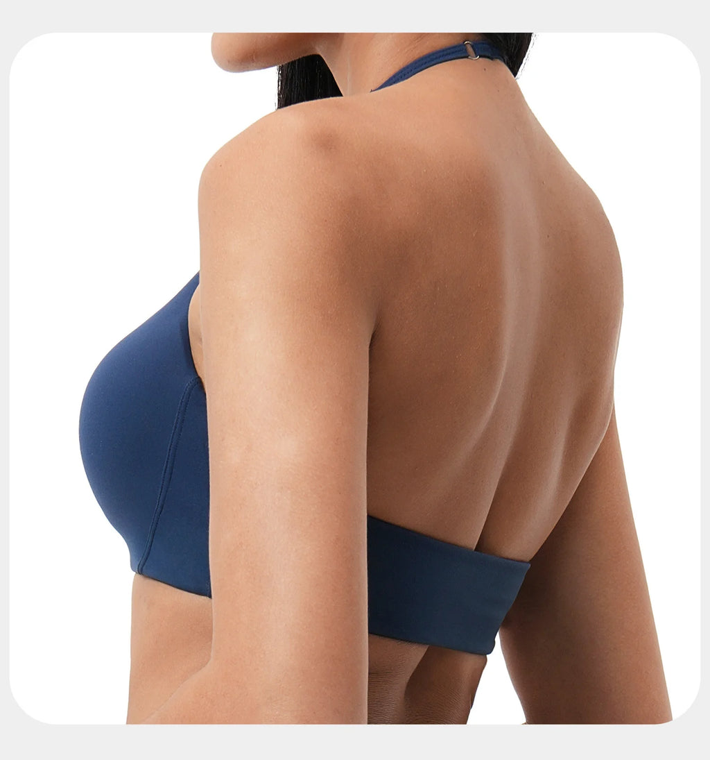 ZENVY FlexHalter™ Shockproof Sports Bra – Breathable Halter Yoga & Fitness Crop Top