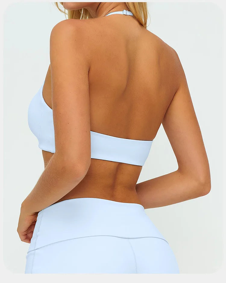 ZENVY FlexHalter™ Shockproof Sports Bra – Breathable Halter Yoga & Fitness Crop Top