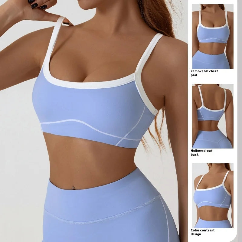 ZENVY CurveFit Contrast Sports Bra – Stylish Full Support Active Bra