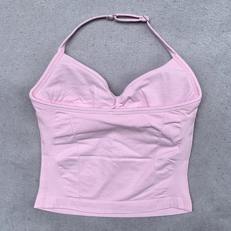 ZENVY Sculpt Adjustable Strappy Sports Top – Backless Built-In Bra Workout Tank