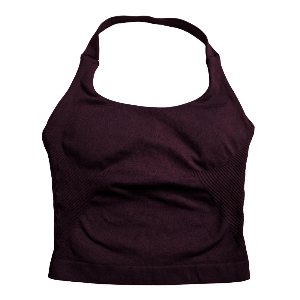 ZENVY Women’s Seamless Strappy Gym Crop Top – Padded Backless Sports Bra Tank for Yoga & Fitness
