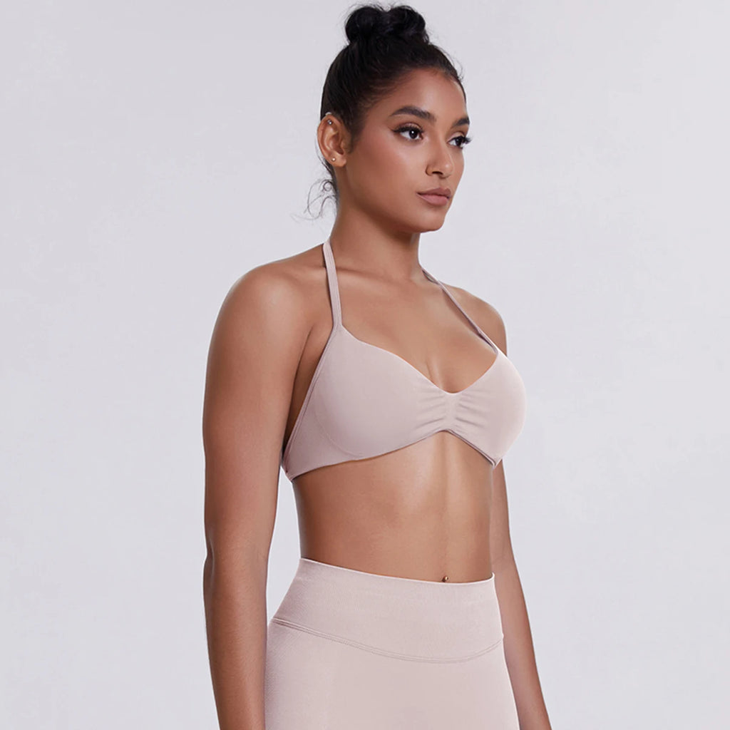 ZENVY SculptStrap™ Backless Sports Bra – Breathable Neck Strap Yoga & Workout Top