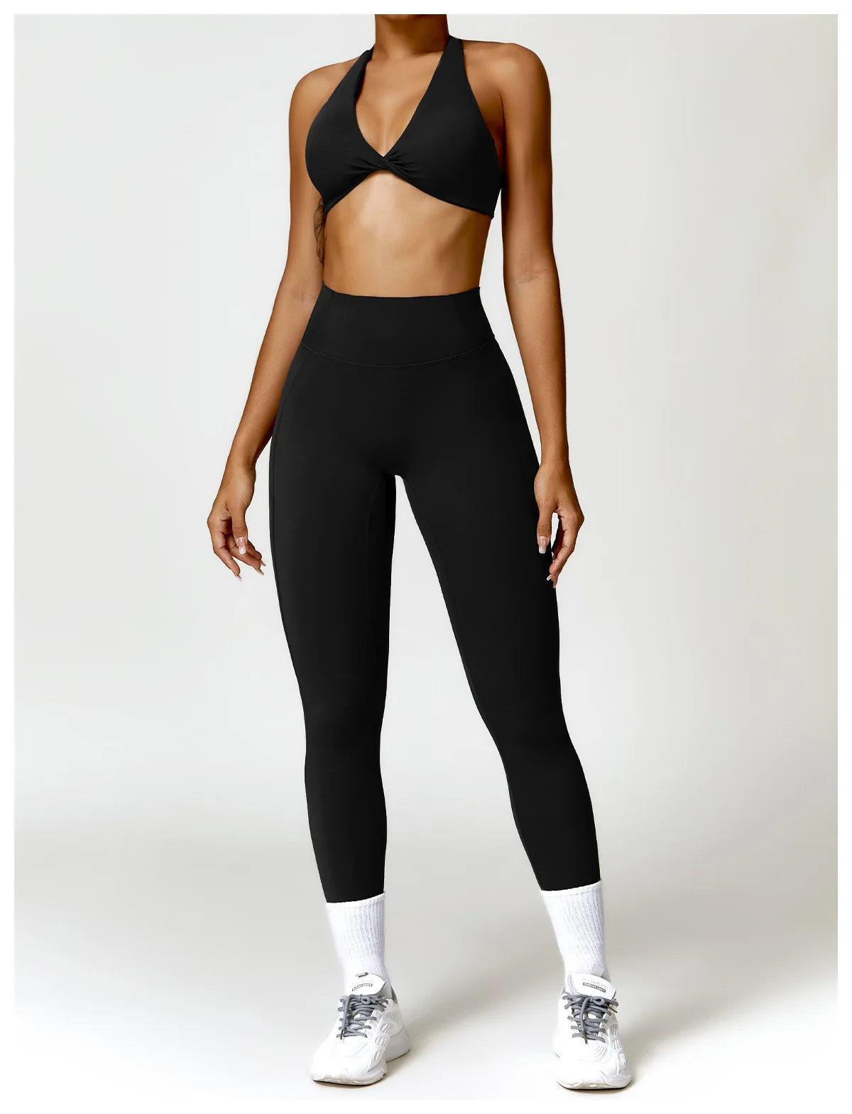 ZENVY Sculpt Halter Sports Bra – Push Up Open Back Fitness Top