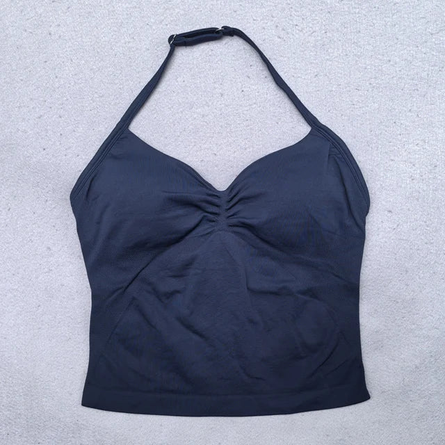 ZENVY Sculpt Adjustable Strappy Sports Top – Backless Built-In Bra Workout Tank