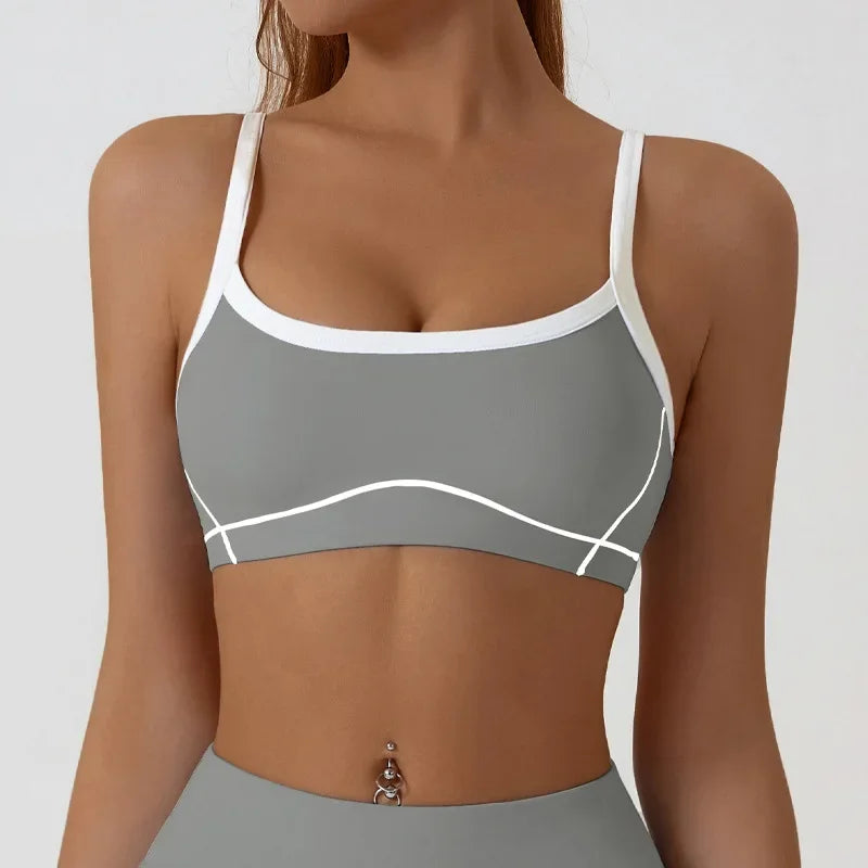 ZENVY CurveFit Contrast Sports Bra – Stylish Full Support Active Bra