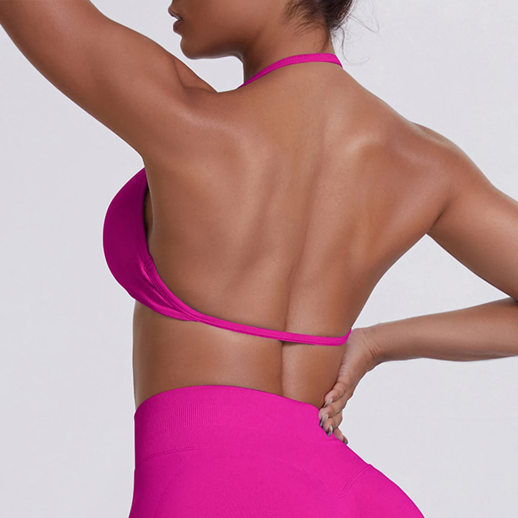 ZENVY SculptStrap™ Backless Sports Bra – Breathable Neck Strap Yoga & Workout Top