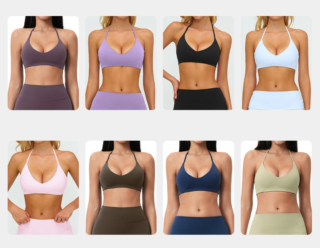 ZENVY FlexHalter™ Shockproof Sports Bra – Breathable Halter Yoga & Fitness Crop Top
