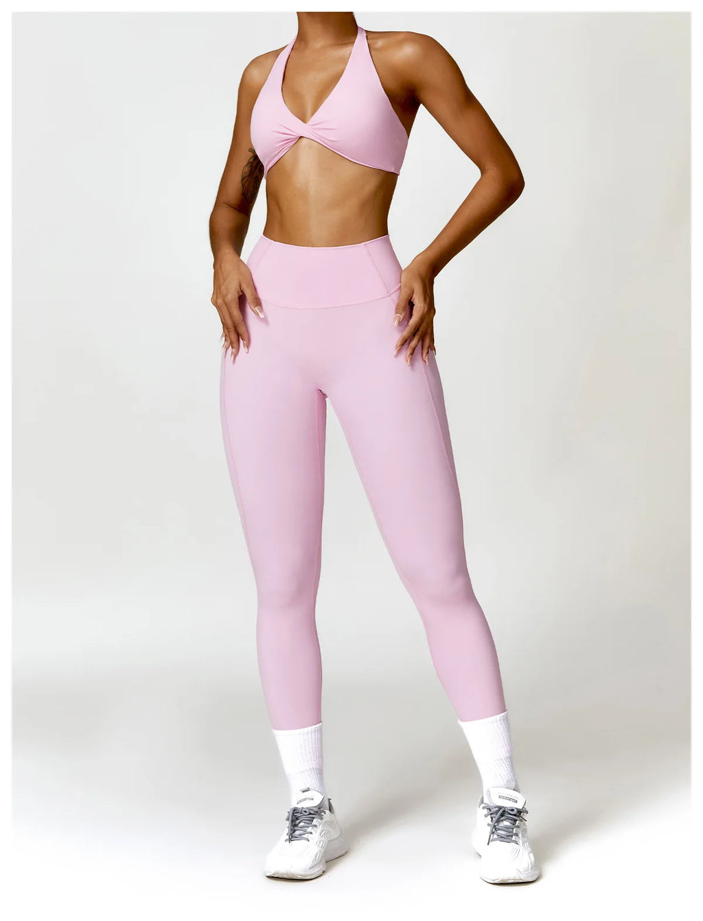 ZENVY Sculpt Halter Sports Bra – Push Up Open Back Fitness Top