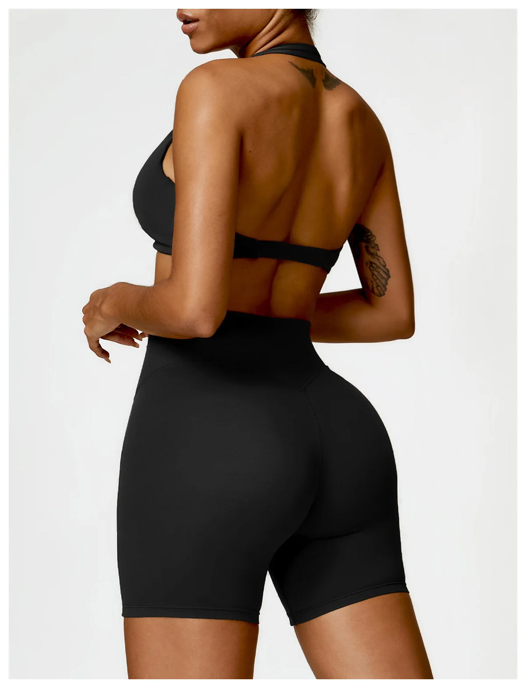 ZENVY Sculpt Halter Sports Bra – Push Up Open Back Fitness Top