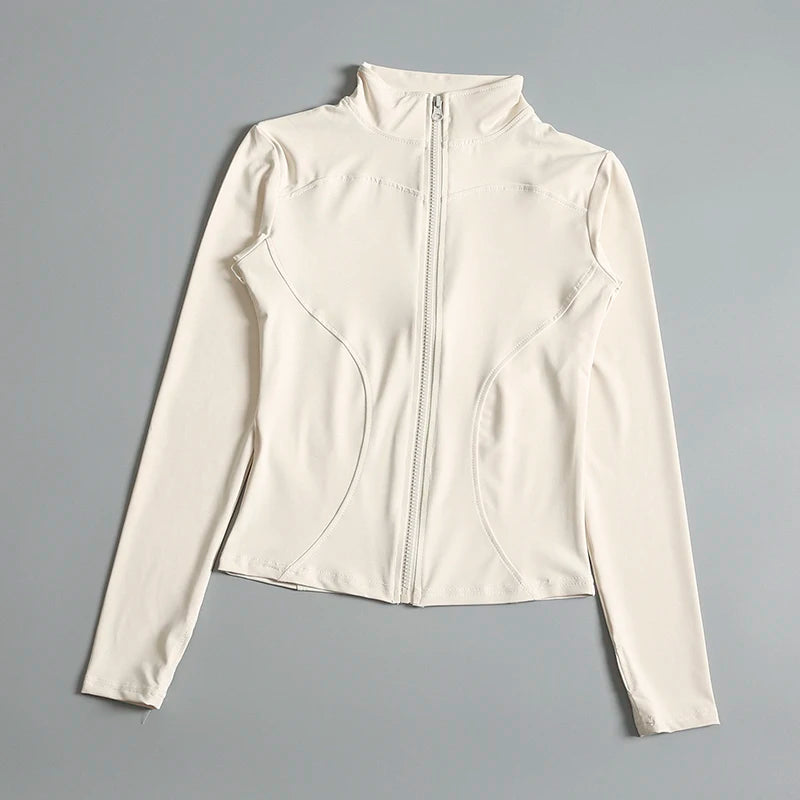 ZENVY Sculpt Zip Active Jacket – Seamless Long Sleeve Fitness & Running Top