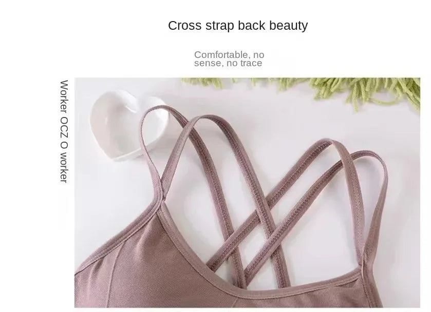 ZENVY CrossFlex™ Back-Strap Sports Bra – Push-Up Seamless Yoga & Fitness Tank Top