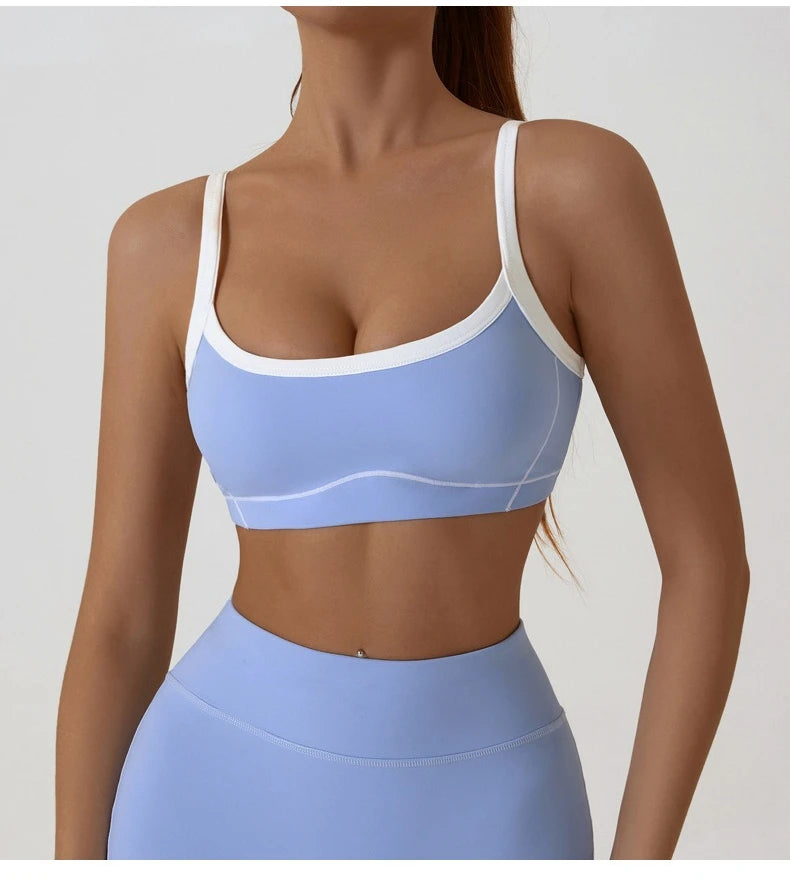 ZENVY CurveFit Contrast Sports Bra – Stylish Full Support Active Bra
