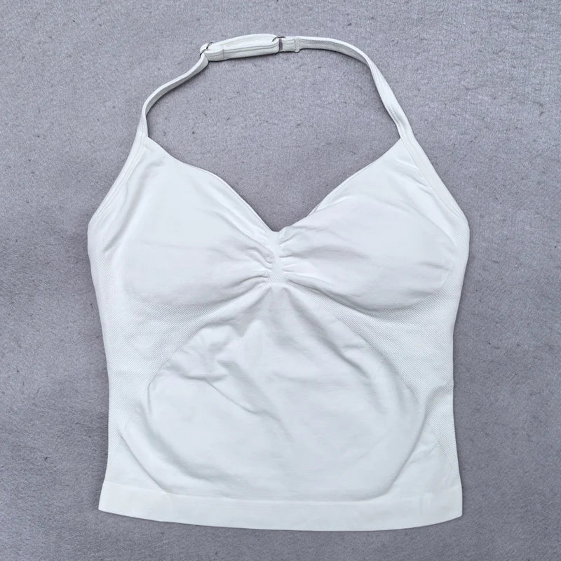 ZENVY Sculpt Adjustable Strappy Sports Top – Backless Built-In Bra Workout Tank