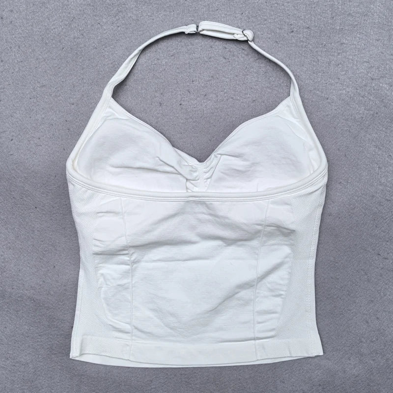 ZENVY Sculpt Adjustable Strappy Sports Top – Backless Built-In Bra Workout Tank