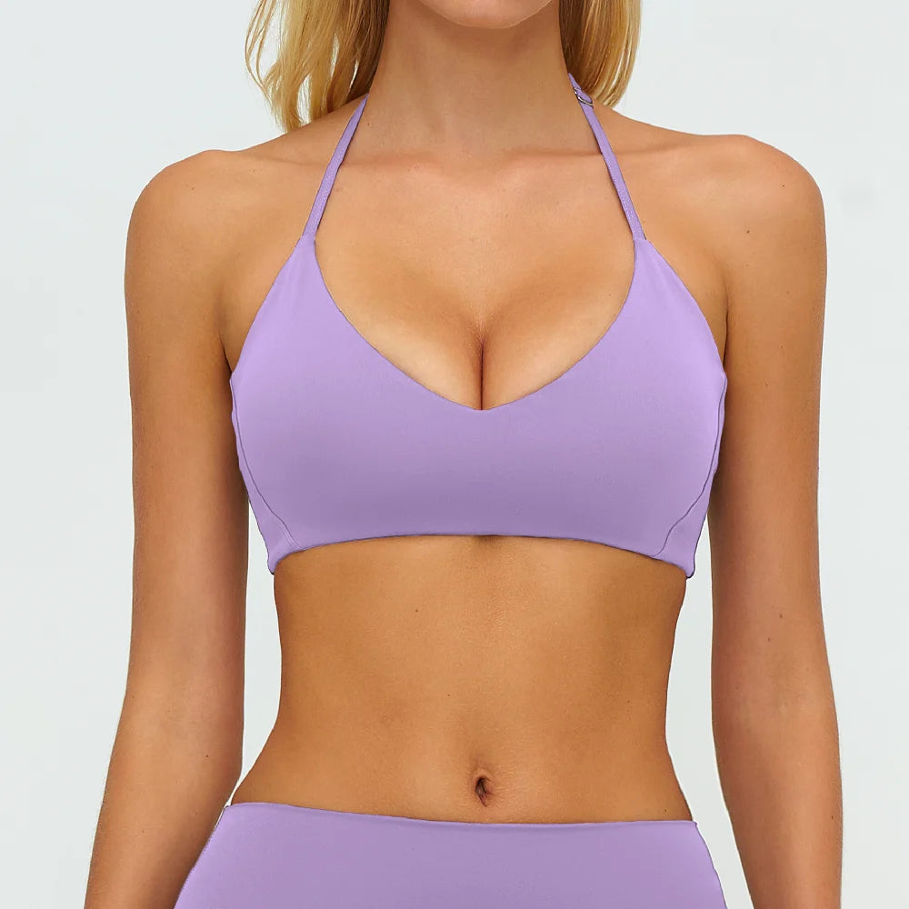 ZENVY FlexHalter™ Shockproof Sports Bra – Breathable Halter Yoga & Fitness Crop Top