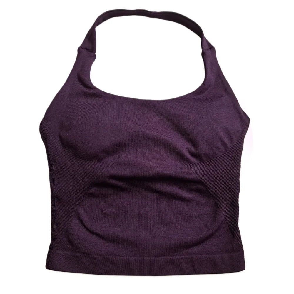 ZENVY Women’s Seamless Strappy Gym Crop Top – Padded Backless Sports Bra Tank for Yoga & Fitness