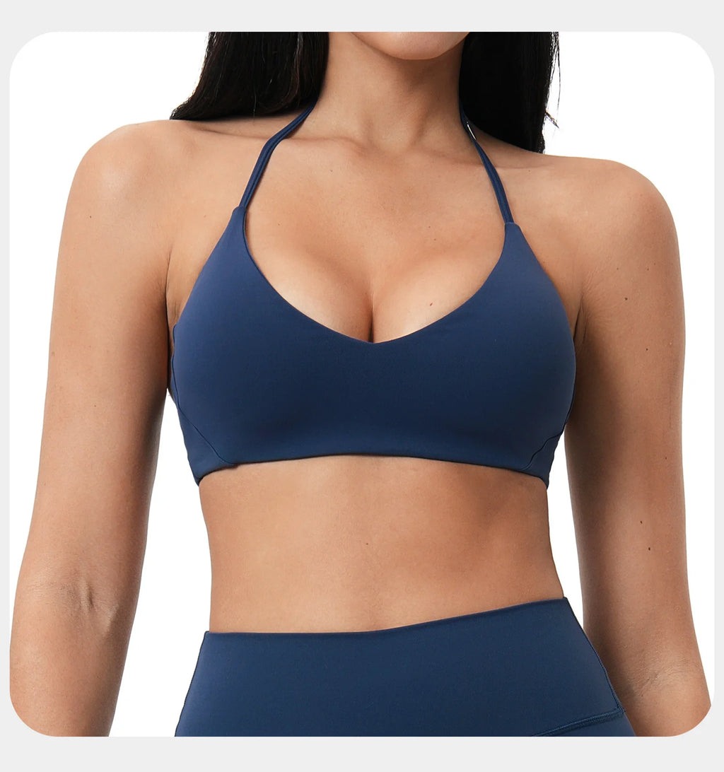 ZENVY FlexHalter™ Shockproof Sports Bra – Breathable Halter Yoga & Fitness Crop Top