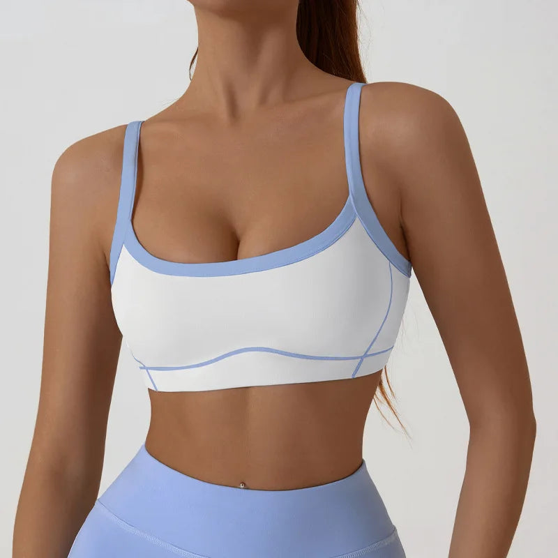 ZENVY CurveFit Contrast Sports Bra – Stylish Full Support Active Bra