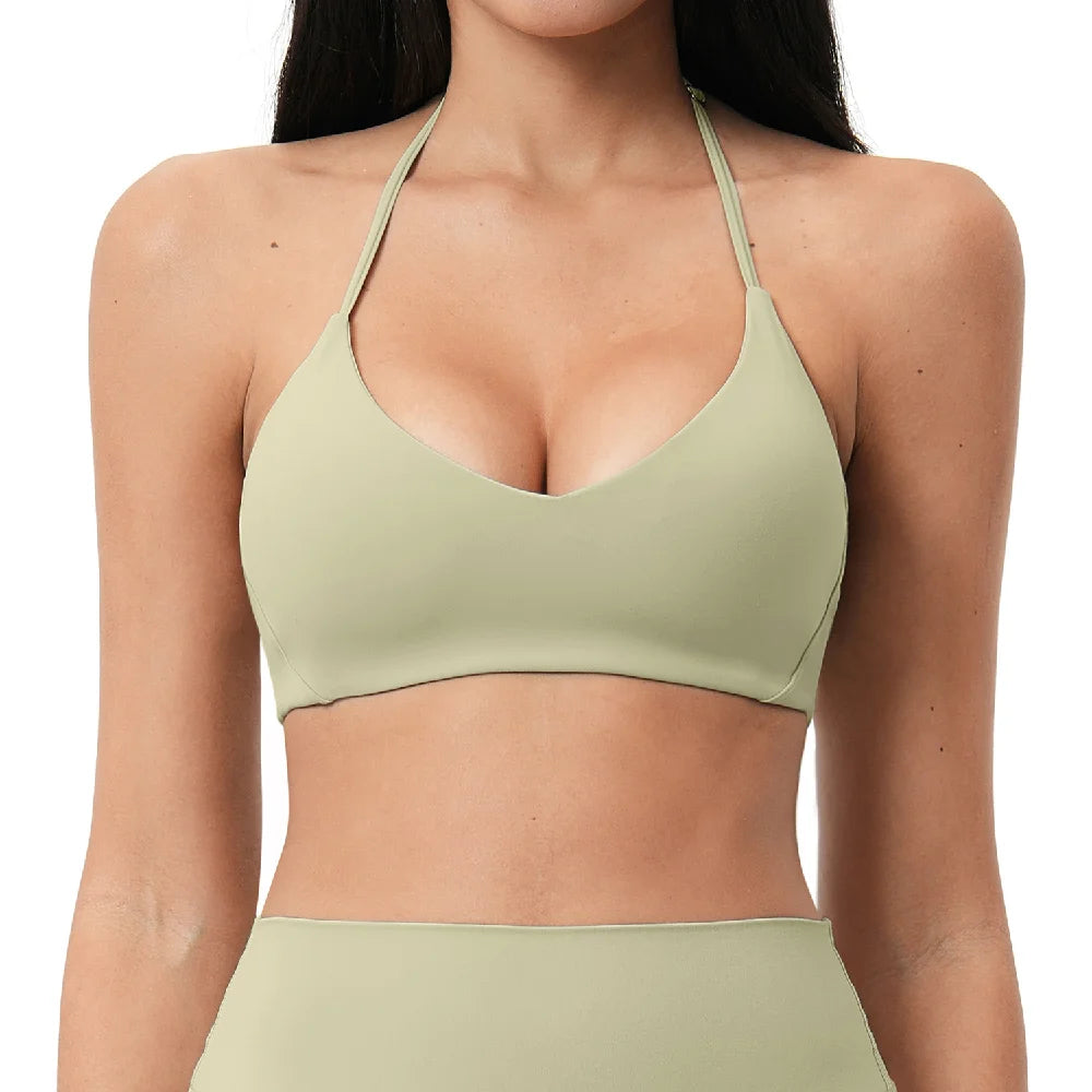 ZENVY FlexHalter™ Shockproof Sports Bra – Breathable Halter Yoga & Fitness Crop Top