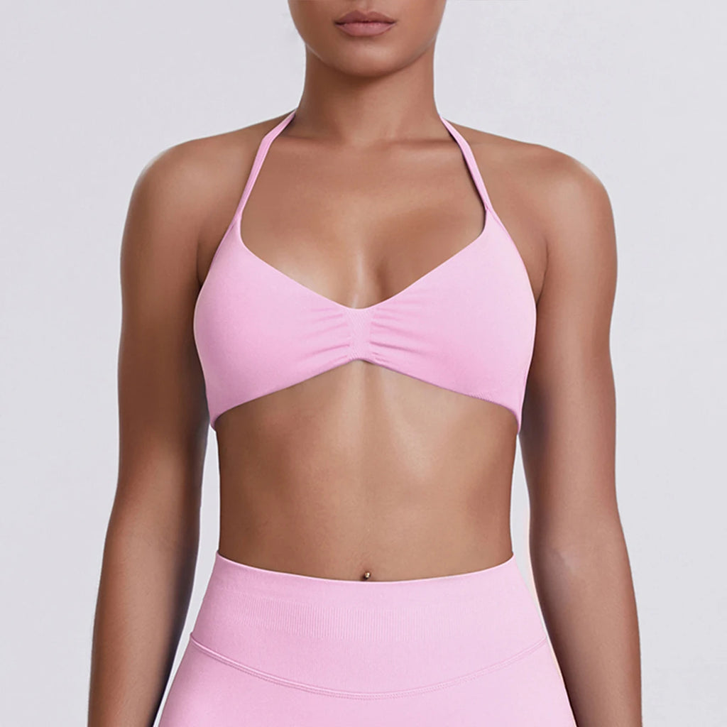 ZENVY SculptStrap™ Backless Sports Bra – Breathable Neck Strap Yoga & Workout Top