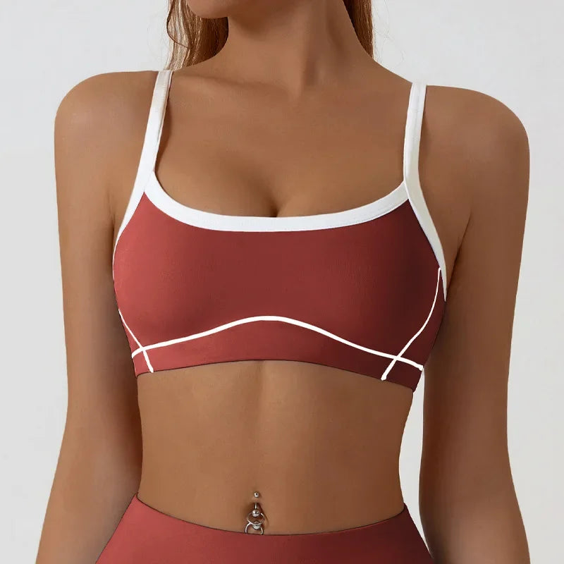 ZENVY CurveFit Contrast Sports Bra – Stylish Full Support Active Bra