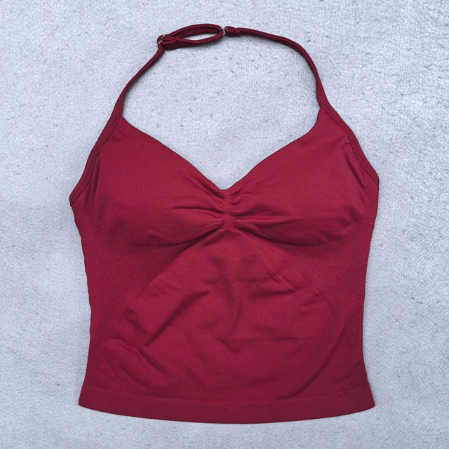 ZENVY Sculpt Adjustable Strappy Sports Top – Backless Built-In Bra Workout Tank